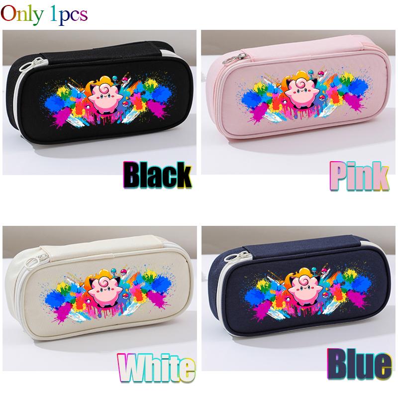 Multi-layer Student Pencil Bag Pencil Storage Box Oxford Cloth for Poke Mones Charizard Bulbasaur Blue Black White pink Gift