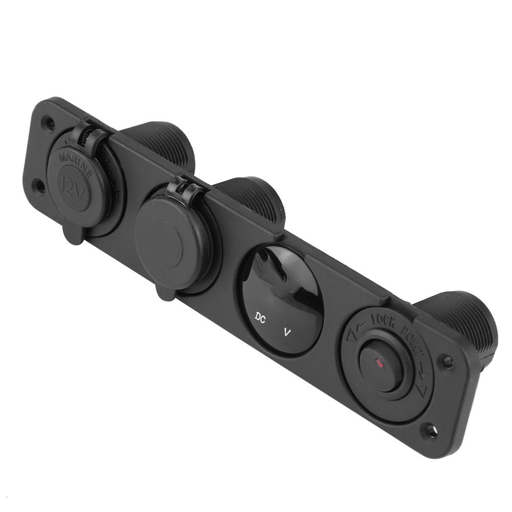 4 in 1 On Off Toggle Switch Panel Dual USB Charger Voltmeter for Car Boat Marine Truck Red