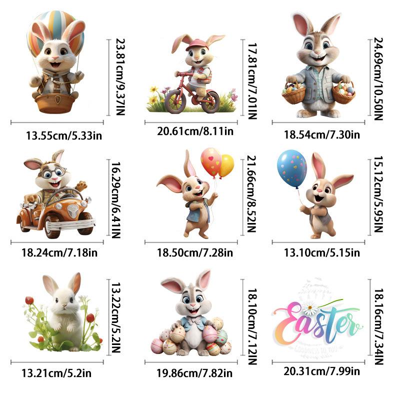Easter Static Window Stickers Cute Rabbit Egg Wall Decor for Bedroom Glass Cling Holiday Decoration