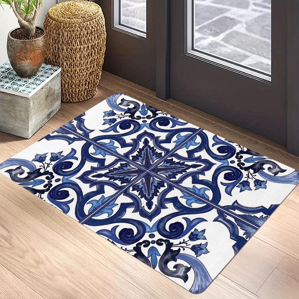 Bohemian Geometric Floral Carpet Mat Rug Blue Sunflower Smiley Sun Fruit Home Decoration Living Room Entryway Modern Vintage