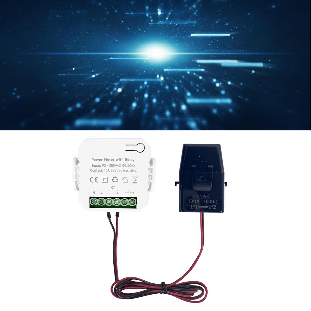 Monitor de energia inteligente WiFi, medidor de eletricidade monofásico com transformador de corrente CT de 200 A