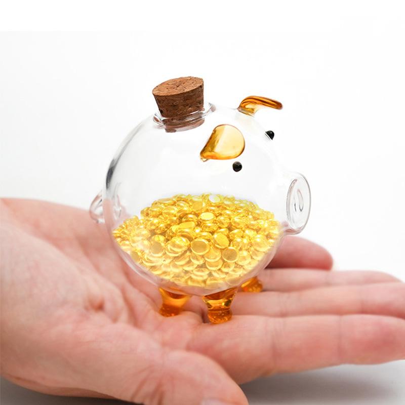 Piggy Bank Kawaii Pig Shaped Storage Boxes Multi-purpose Mini Storage Jar Organizer Transparent Storages Gold Money Bottle