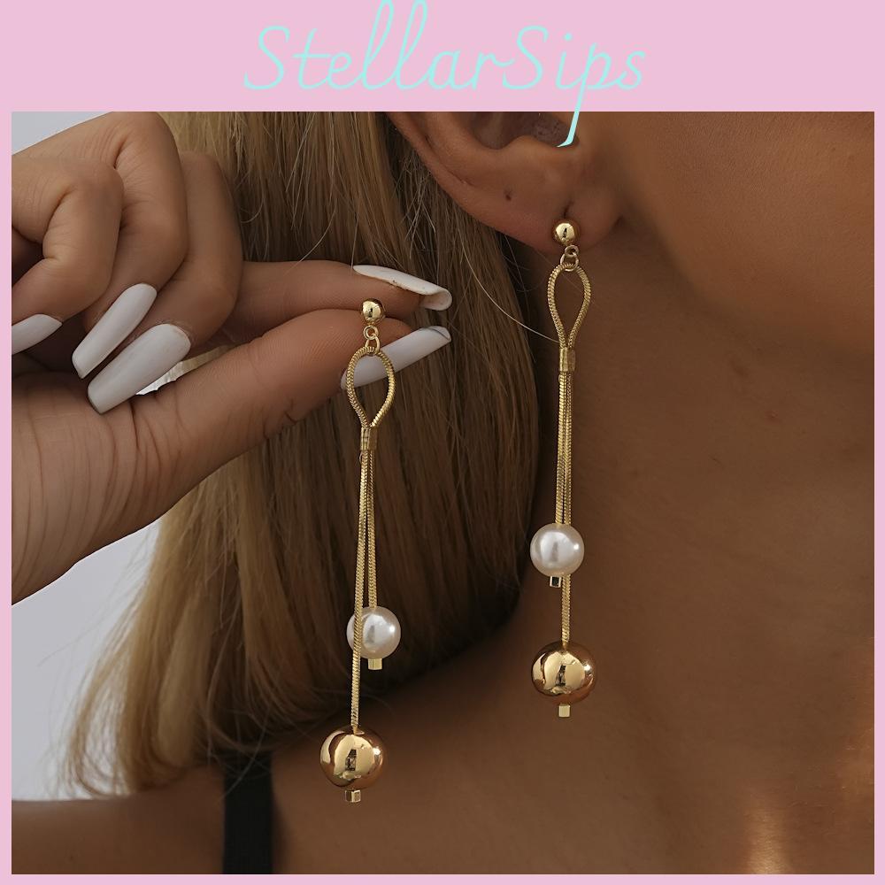 Trend New 2023 Asymmetrical Pearl Earrings Gold Design Plated