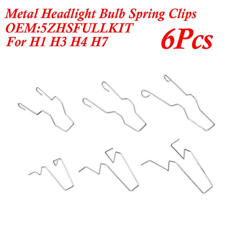 

6Pcs For H1 H3 H4 H7 Metal Headlight Bulb Spring Clips Car Headlamp Light Bulb Retainer Spring Clips Buckles 5ZHSFULLKIT