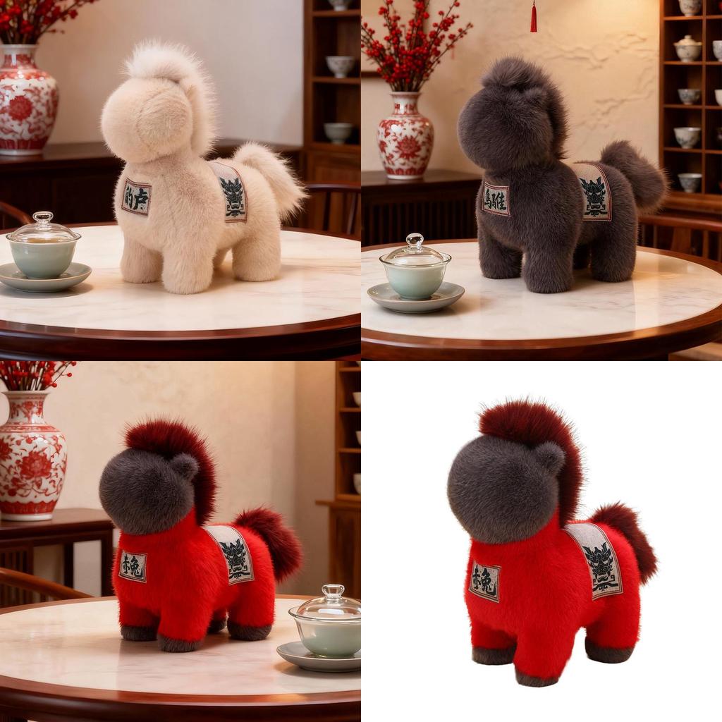 Chinesisches Sternzeichen Pferd Plüschtier aus kurzem Plüschmaterial für Neujahrsfeiern und Firmengeschenke