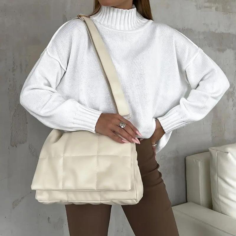 Women's quilted shoulder bag soft cotton pillow-shaped designer shoulder bags luxurious PU leather large bag fashion