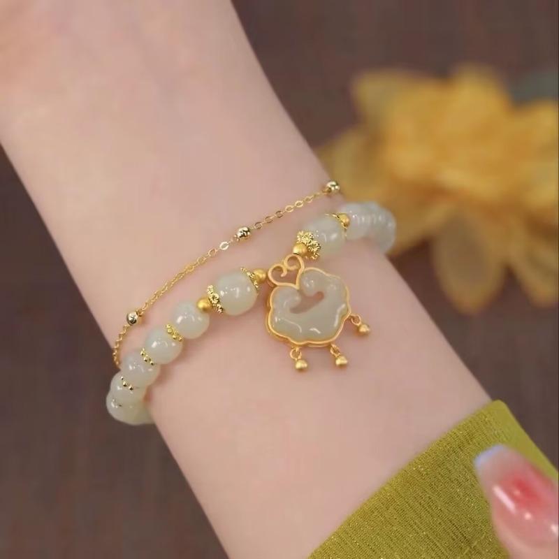 Qixi Festival Valentine's Day High-end Bracelet Women's Gold Branches and Jade Leaves Niche Bracelet Jewelry Yiwu Small Commodities