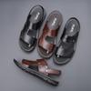 2025 Neue Herrensandalen Luxus Echtes Leder Herrenschuhe Lässig Rutschfest Strandslipper Bequem Offene Zehen Herren Sandalen 38-47