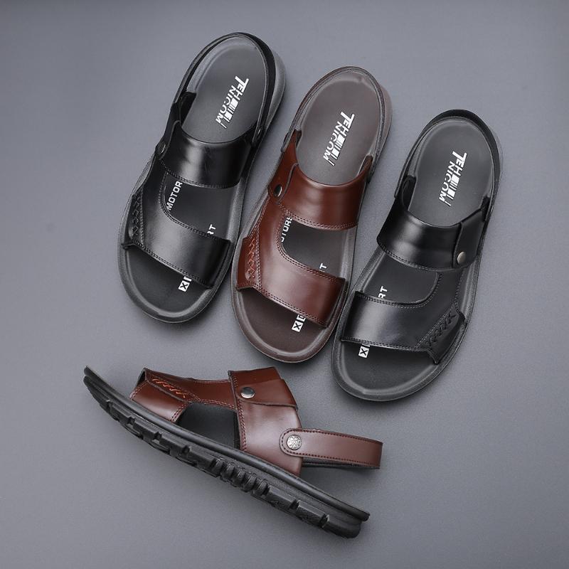 2025 New Men's Sandals Luxury Genuine Leather Men Shoes Casual Non-slip Beach Slippers Comfortable Open Toe Men sandalias 38-47