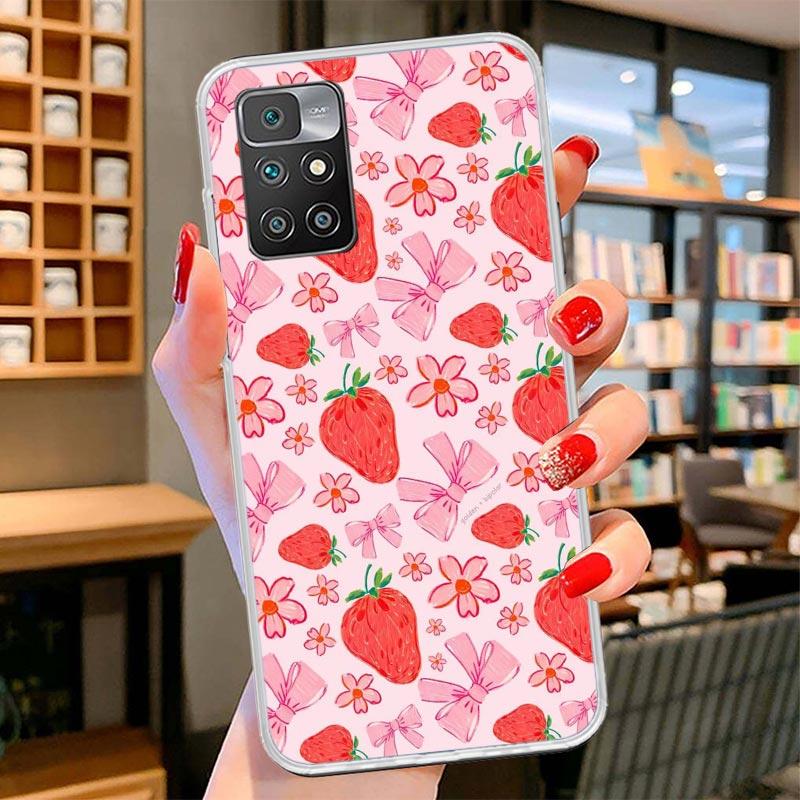 Cute Strawberry Girl Phone Case For Xiaomi Redmi 13 13C 12 12C 14C 10 10A 10C 9 9A 9C 9T 8 8A 7 7A 6 6A K70 K60 K40 K20 Pro S2