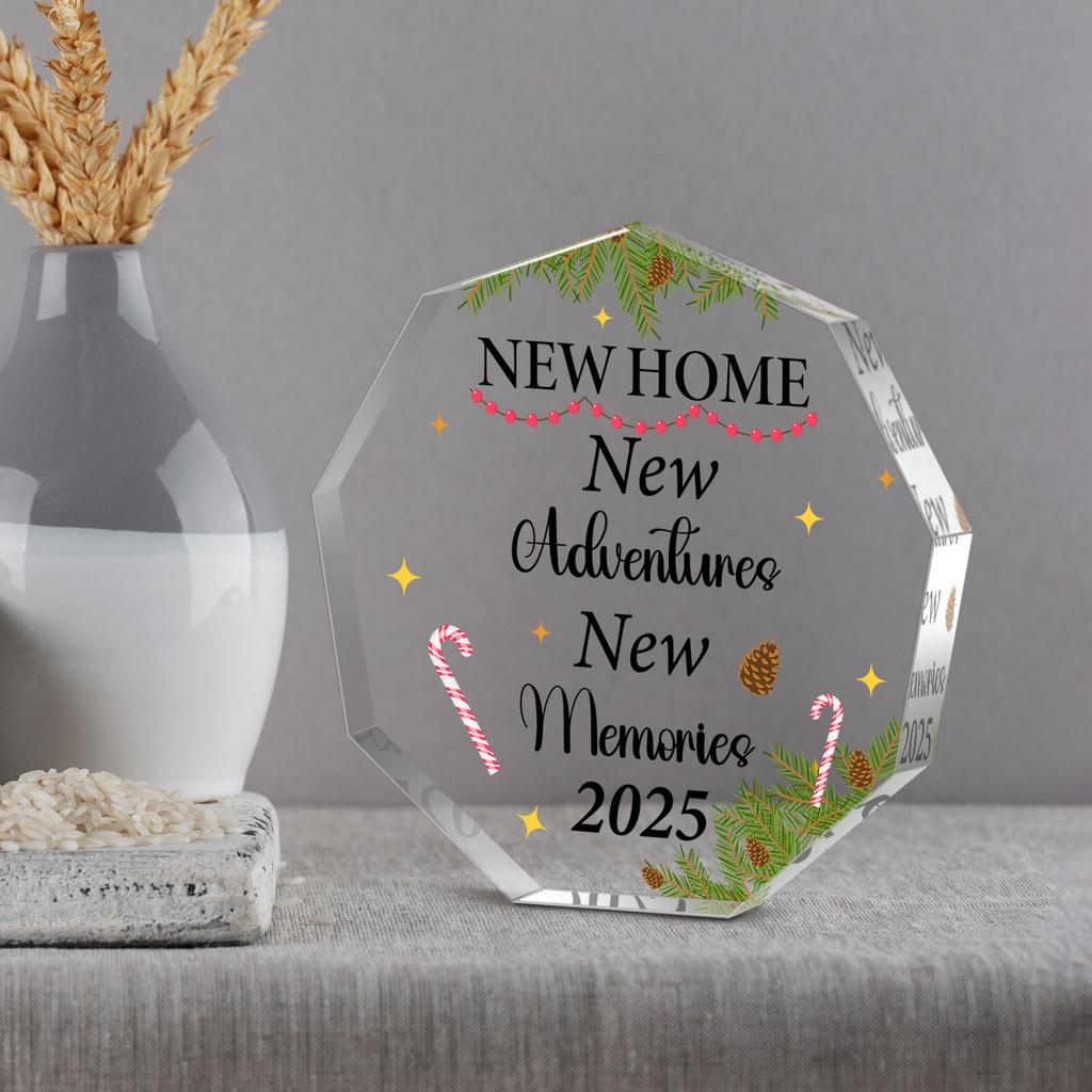 1pc Acrylic New Home Decorative Plaque, Multi-Occasion Housewarming Gift, No Power Needed, Featherless, with New Adventures & Memories for Christmas