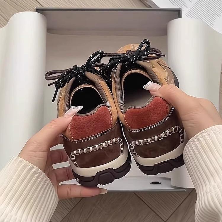 Thick-soled inner height increase German training shoes women's 2025 new autumn versatile sports and leisure board shoes retro brown Forrest Gump shoe