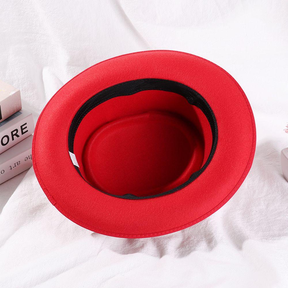 New Fashion Vintage Wide Brim  Jazz Cap Woolen Dress Dance Party Flat Top Panama Jazz Caps Fedora Hat Cowboy Hat