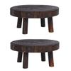 Good-2X Rustic Decorative Round Wood Pedestal Plant Pot Riser Plant Stand Potted Plant Shelf For Indoor Outdoor Home Decor A