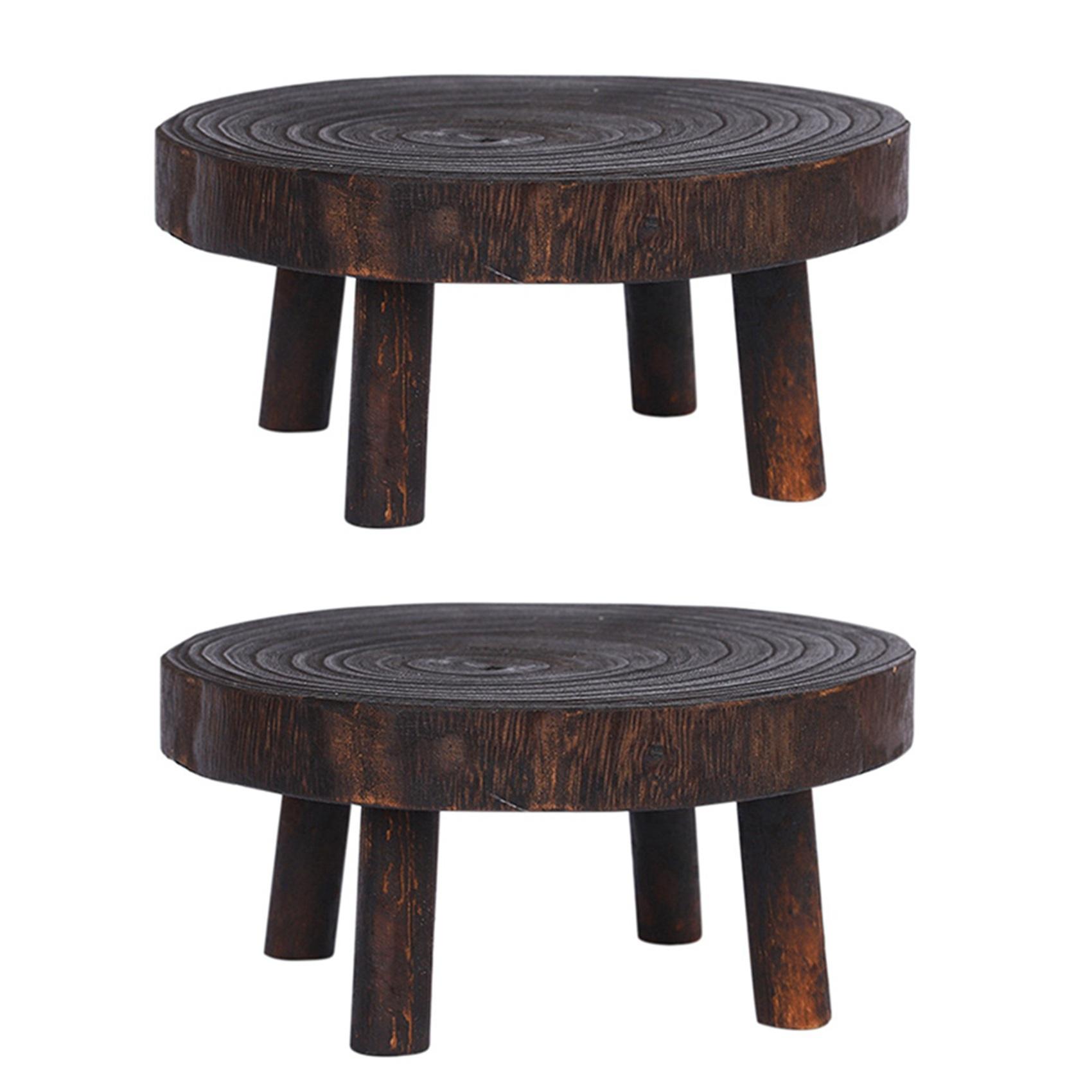 

Good-2X Rustic Decorative Round Wood Pedestal Plant Pot Riser Plant Stand Potted Plant Shelf For Indoor Outdoor Home Decor A