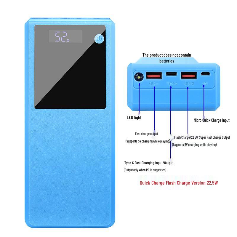 Solderless 6-Cell 26650 Battery Box Quick Charge PD Power Bank Shell Kit