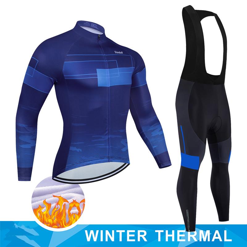 2025  Winter Thermal Fleece Cycling Jersey Set Man's Long Sleeves Cycling Kits Mountain Bike Jersey Road Bike Cycling Suit