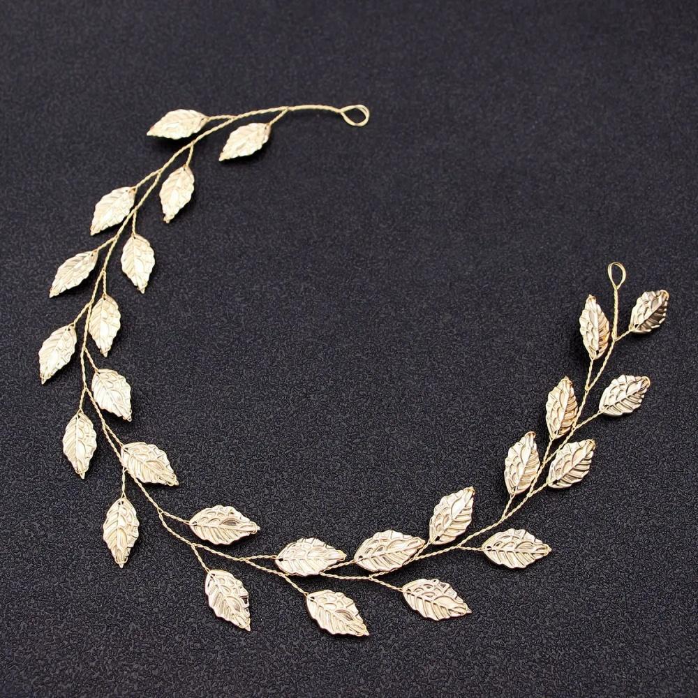 Vintage Bridal Leaf Pearls Vine Headband Wedding Bide Hair Bands Fashion Handmade Hairbands Tiara Woman Hair Accessories
