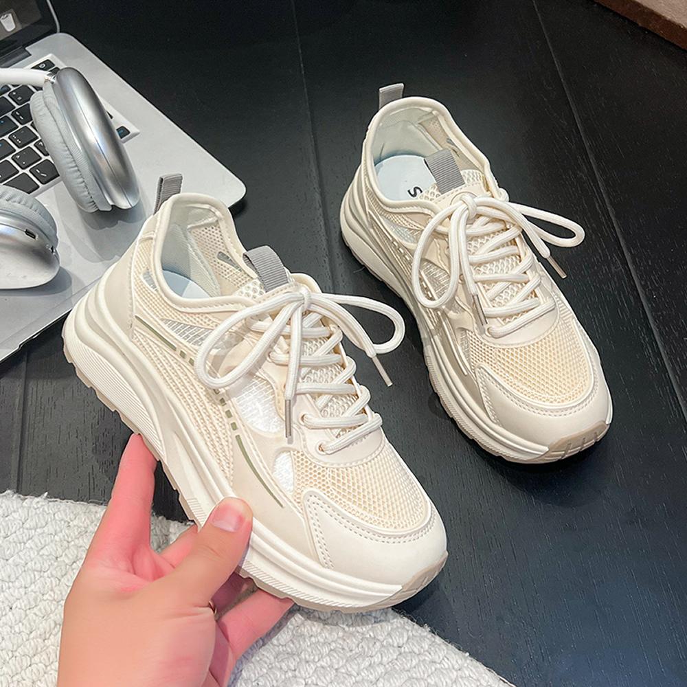 Women's Mesh Sports Shoes Summer New Style Dad Shoes Thin Hollow Breathable Lightweight Net Shoes Rubber Outsole Comfortable