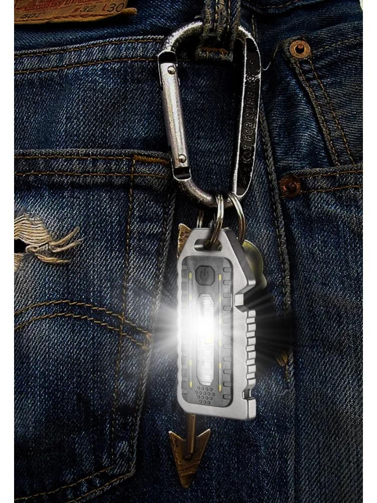 Keychain Flashlights Mini Led Light Selfdefense Whistle Multifunctional Portable Rechargeable 10W Built In Battery for Outdoor