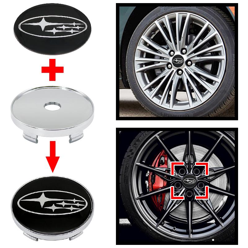 4 Stück 56MM Auto Radnabenabdeckung Aufkleber 60mm Nabenkappe Emblem für Subaru Outback Legacy Forester Impreza Tribeca WRX DRL XV STI
