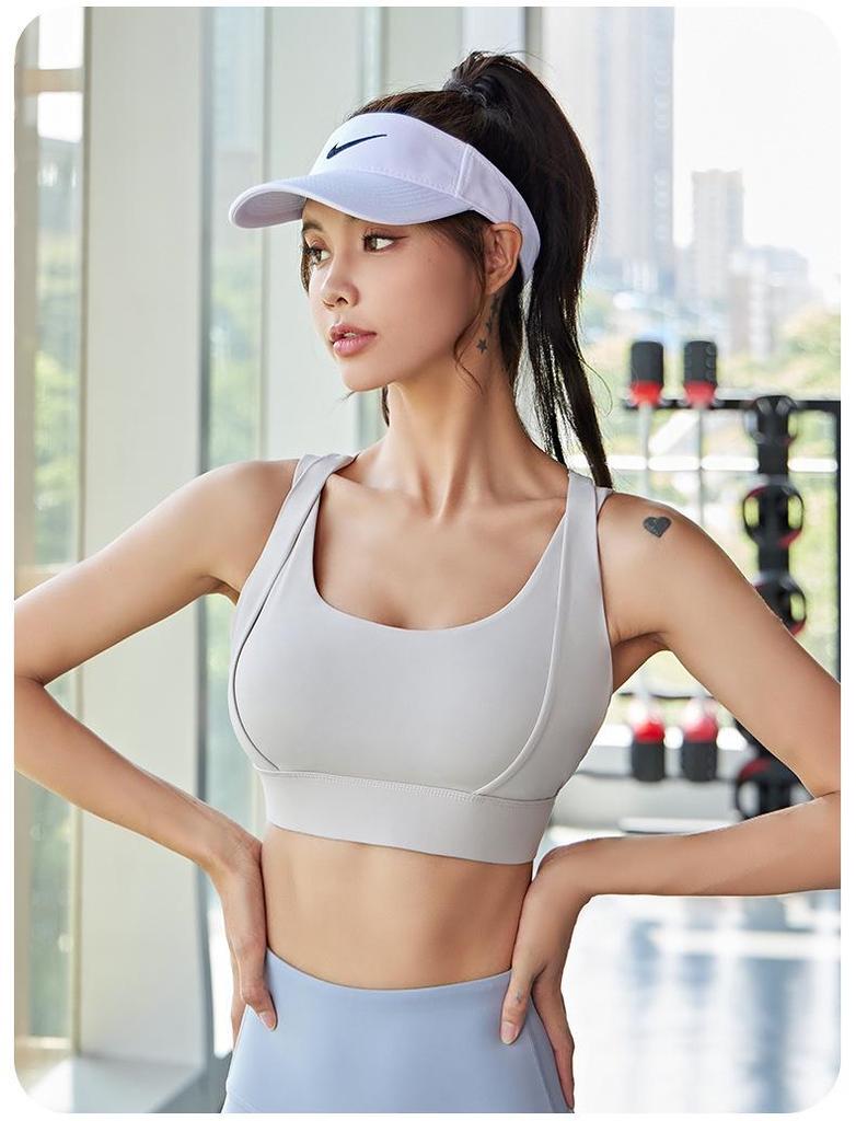 Double-Strap Nude Feel Quick-Dry Sports Set: Shockproof & Anti-Shake Fitness Wear for Women (No Bra Needed)