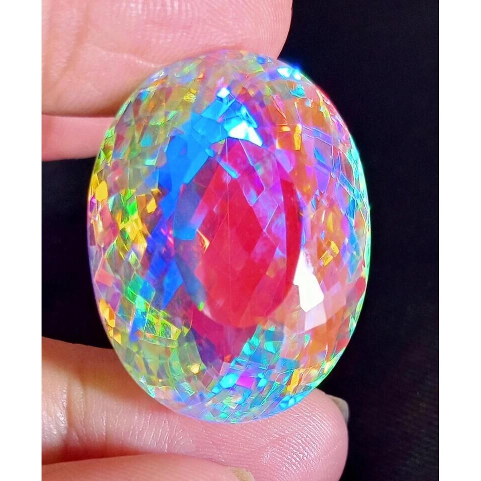 AAA Rainbow Mystic Topaz Natural Oval Cut 68 Ct+ Certified Loose Gemstone