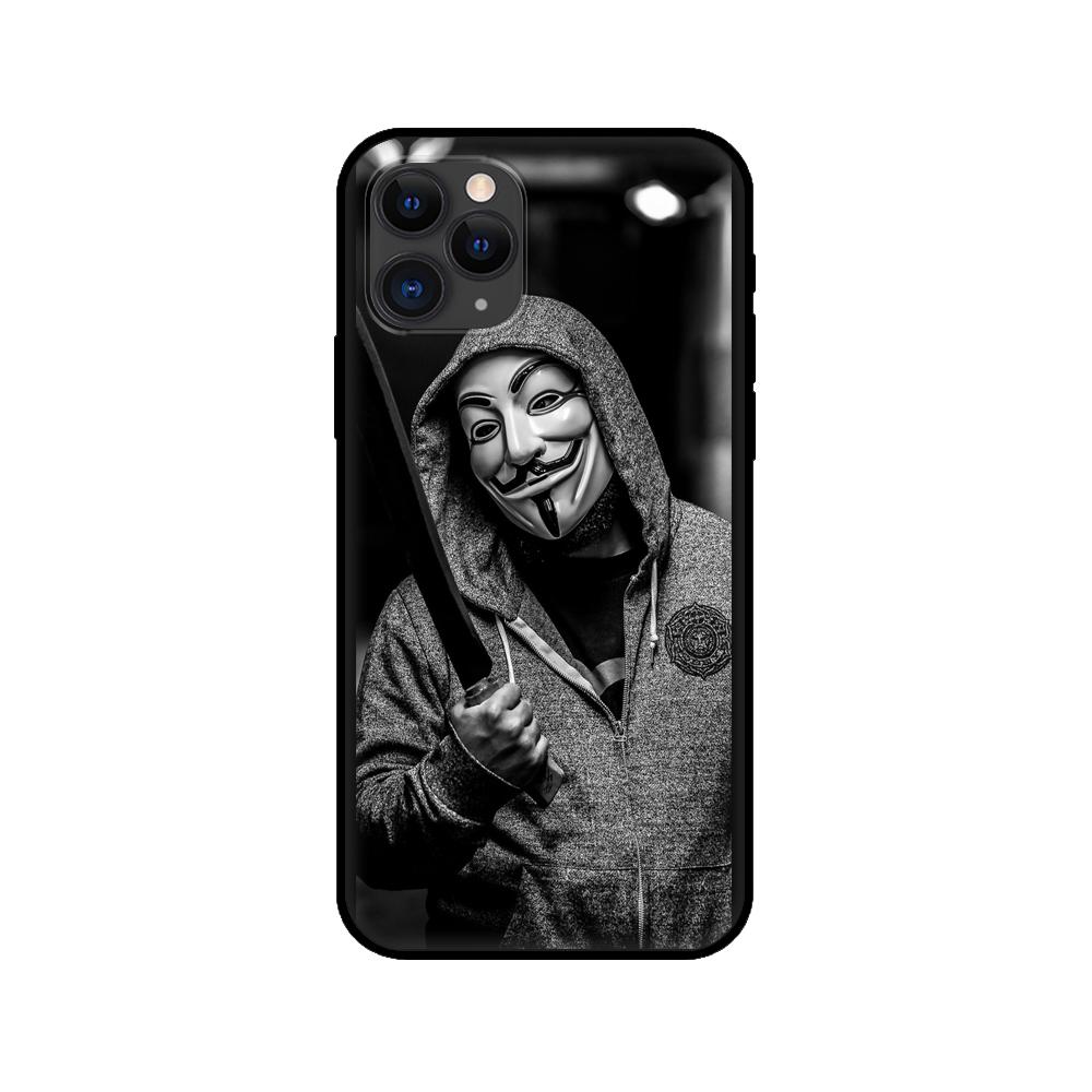 Black Tpu Case for Iphone 5 5s Se 2020 6 6s 7 8 Plus X 10 XR XS 11 12 Mini Pro MAX Back Cover Anonymous