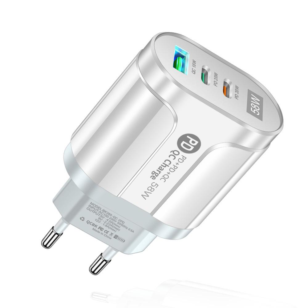 58W Multi-Plug Fast Charger with Dual USB & Type-C PD Ports