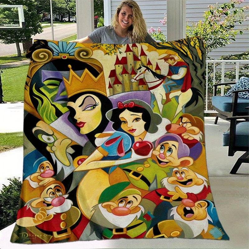 1pc Snow White and The Seven Dwarfs Printing Blanket - Soft, All-Season Throw for Office Blanket, | Personalized Gift with Adorable Cartoon Design