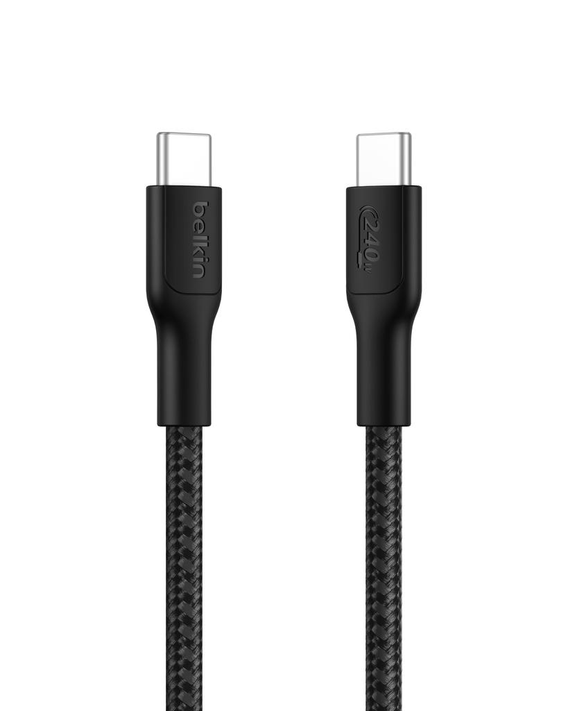Belkin to Braided Nylon Ultra Fast 240W PD Compatible with iPhone and other Android CAB025fq1MBK USB-C USB-C Cable, Charging, 15/16, iPad, MacBook,