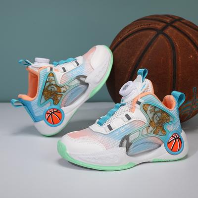 Children's Basketball Shoes Friction Sound Summer Mesh Breathable New Boys and Girls Sports Shoes Wear-resistant Non-slip Actual Combat