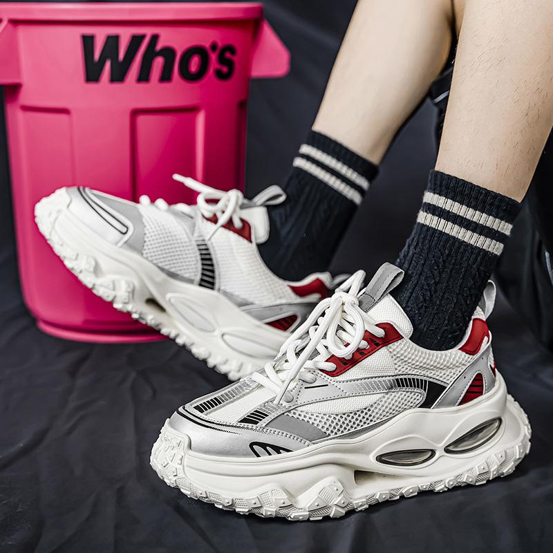 Men's Fashion Leisure Sports Breathable Thick Bottom Lightweight  Korean Version Comfortable Low Top Thick Bottom Men's Shoes