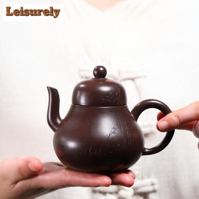 220ML Boutique Yixing Purple Clay Teapots Handmade Pot Raw Ore Purple Mud Kettle Chinese Zisha Tea Set Tea Ceremony Collection