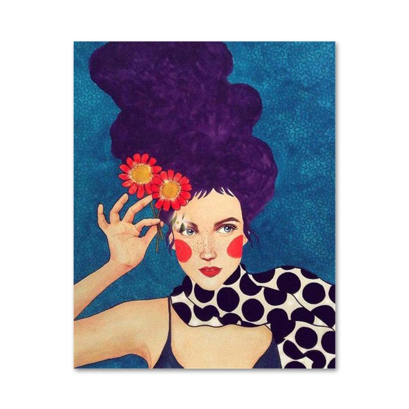 Abstract Style Girl Portrait Canvas Paintings Modern Figure Posters Prints Wall Art Pictures for Living Room Bedroom Home Decor