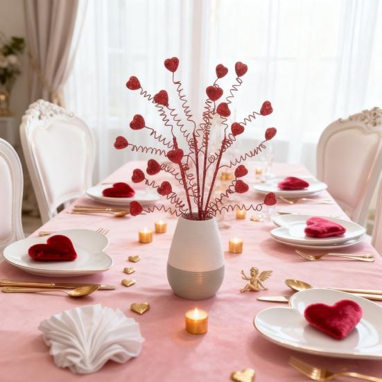 Valentines Day Decorations Red Heart Berries Picks Artificial Valentines Day Floral Cuttings for Home Office Wedding Anniversary Party Decor Romantic