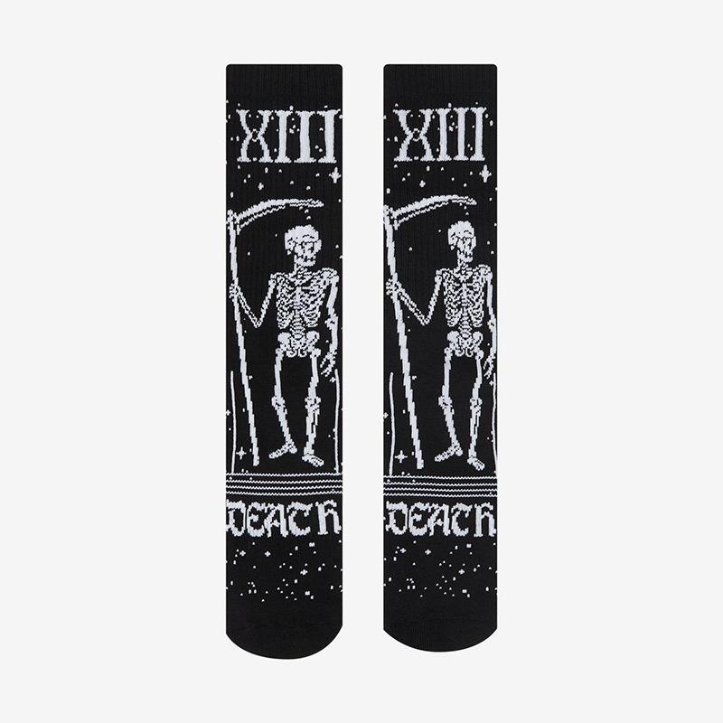 6 Styles Gothic Retro Skull Punk Skeleton Crew Socks Unisex Harajuku Elastic Cotton Women Men Stocking Skateboard Long Socks