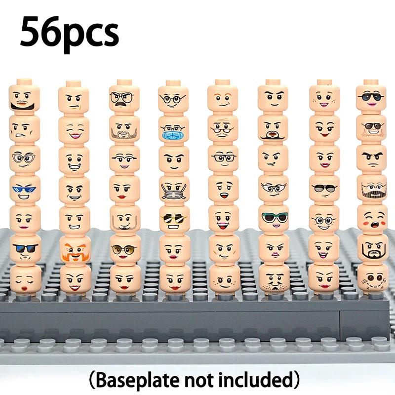 Figure Head Hair Hat Faces Expression DIY Bricks Building Blocks Model Kids Toys Boy Girl Gift Creative Laugh Cute Facial Leduo