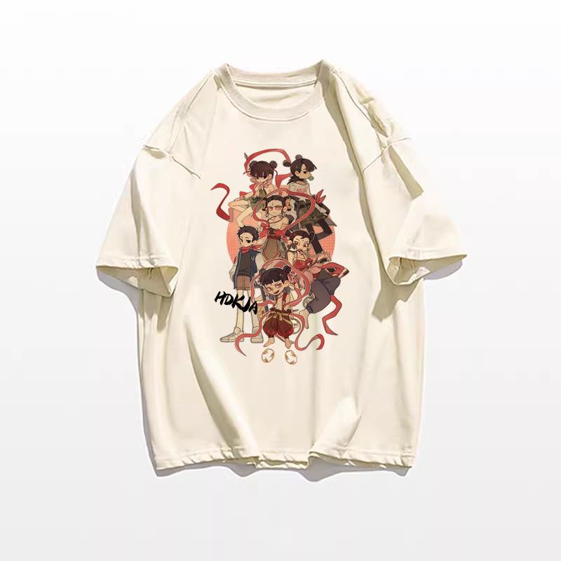 Unisex Nezha Cartoon T-Shirt - American Style, Short-Sleeved, Loose Fit, 2025 Collection, Pure Cotton Summer Top