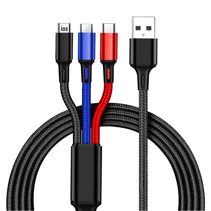 

Плетеный кабель 3-в-1 для мини-зарядки с лазерным логотипом для устройств Apple, Huawei, Type-C