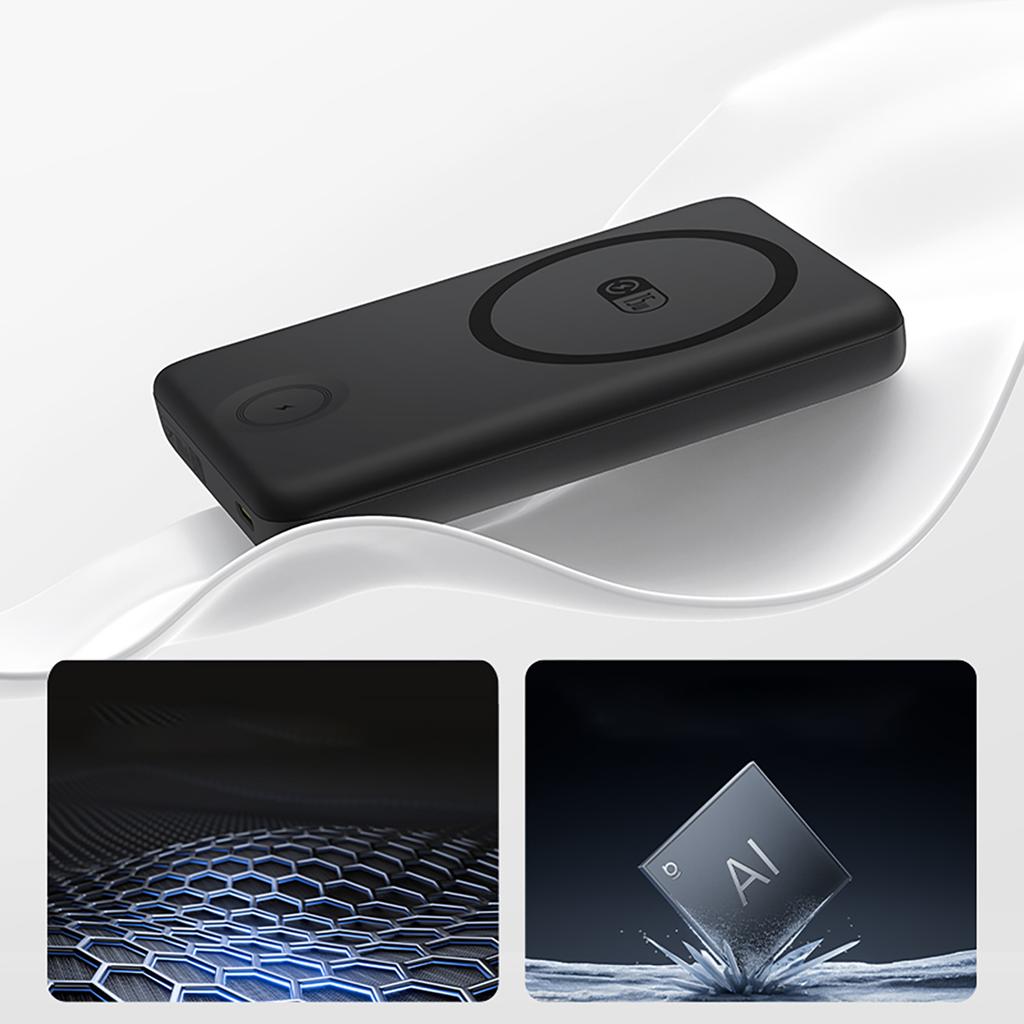 Powerbank 2w1 10000mAh USB-C do iPhona Apple Watch MagSafe 27W z kablem USB-C - czarny