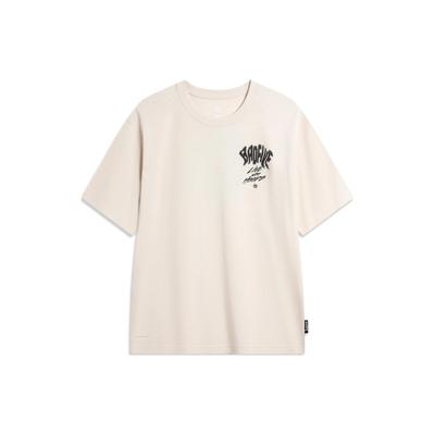Podszewka Nadruk z napisem Badfive Odprowadzająca wilgoć Okrągły dekolt Krótki rękaw Obniżone ramię T-shirt Męskie topy Szaro-żwirowy AHSU423-6