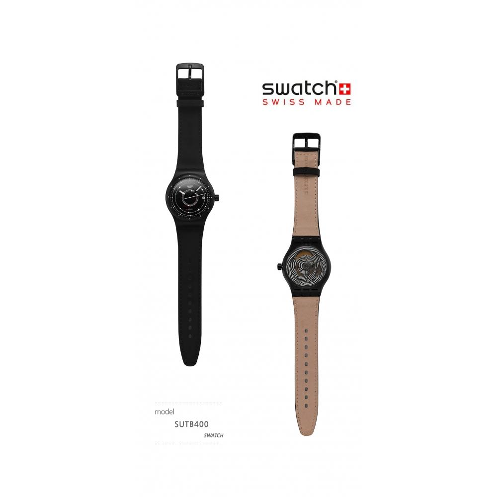 Swatch Ceas din piele Unisex Sutb400 Sistem Negru