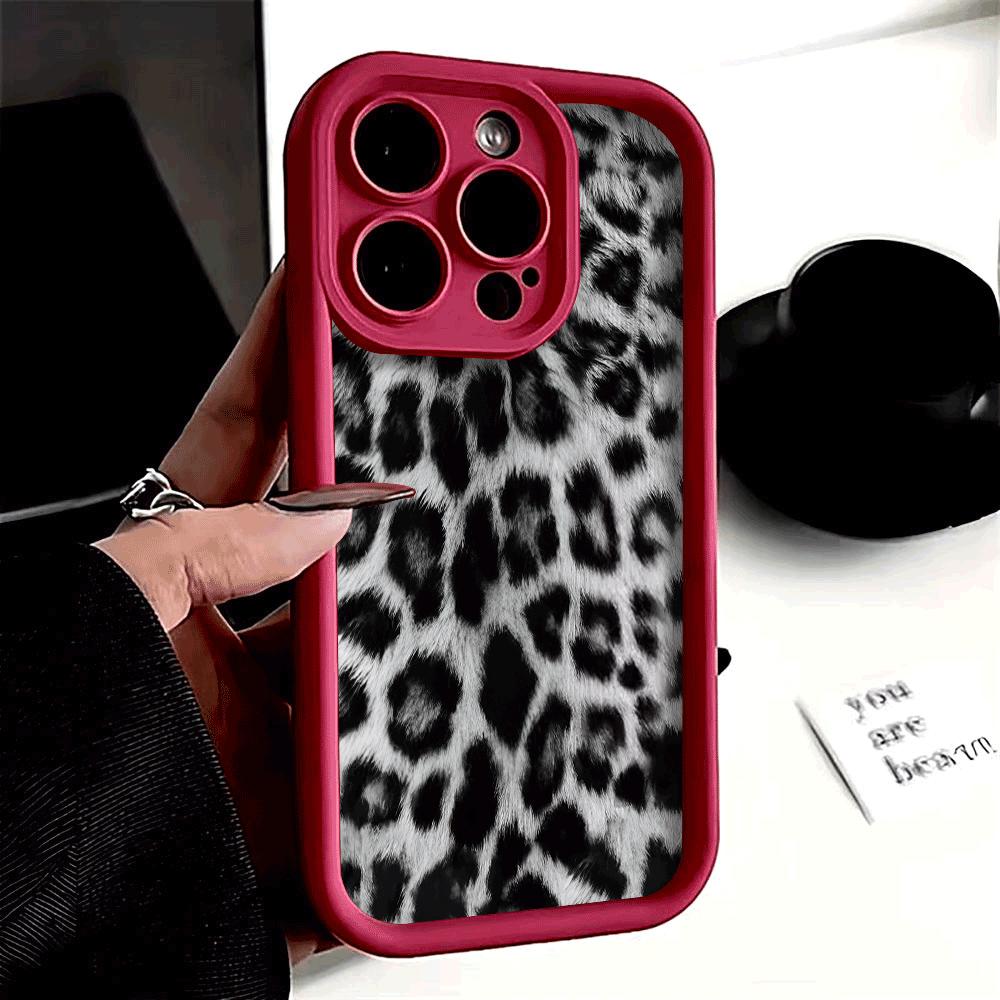 Black and White Leopard Print Phone Case for iPhone 16 15 14 13 12 11 Pro Max Plus Anti Scratch, Gel Flexible Protective