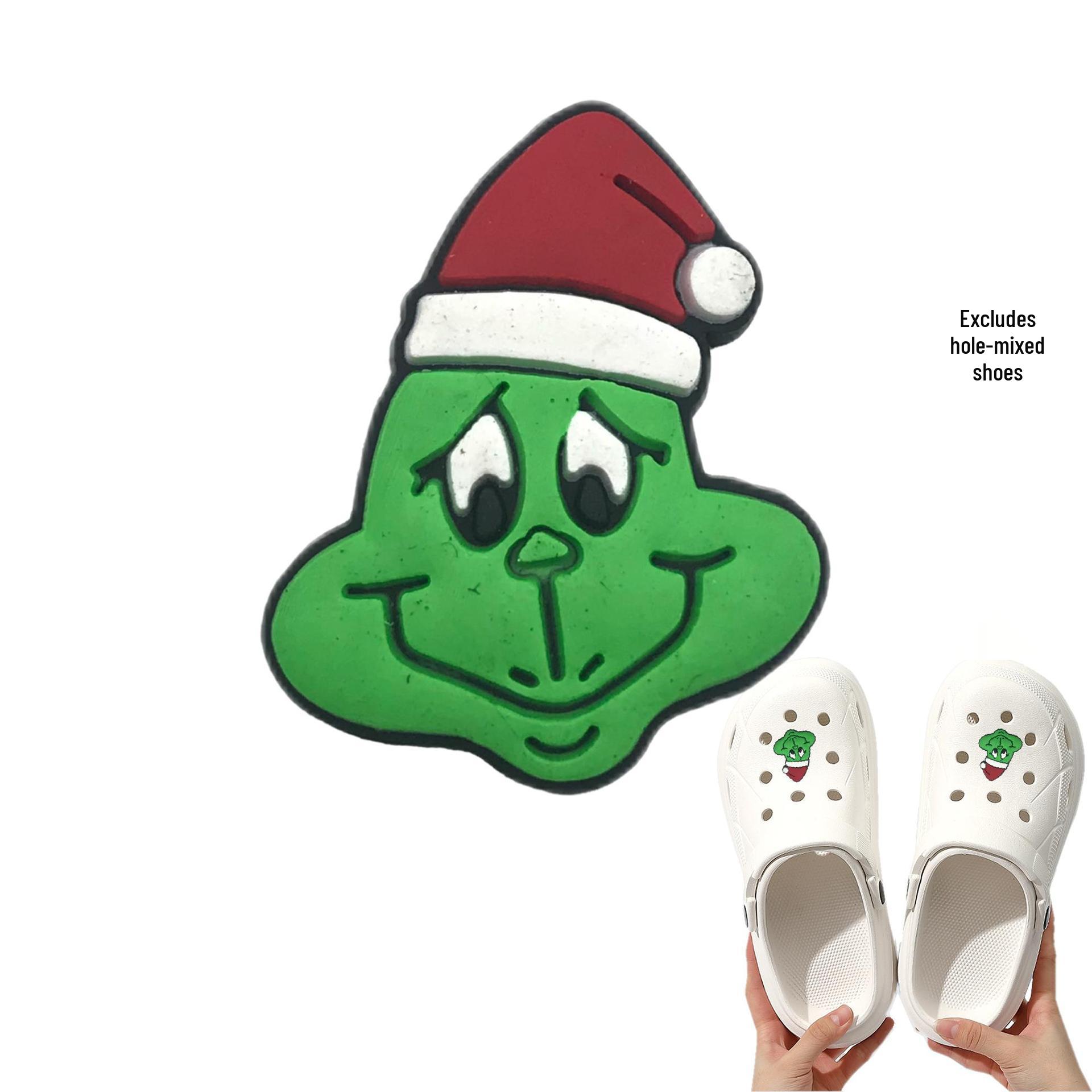 Green Monster Christmas PVC Shoe Charms - Cartoon Festival Party Accessories