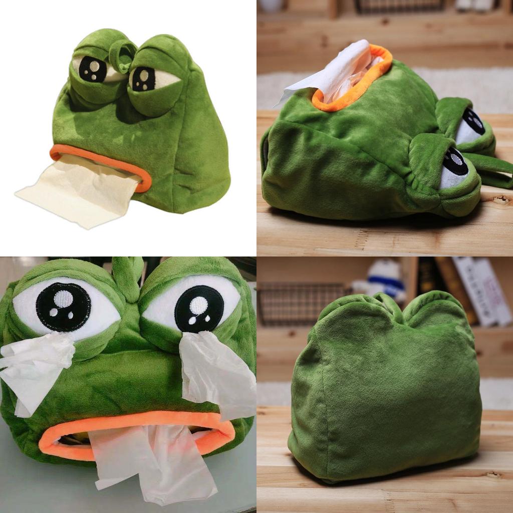 Pepe Smutná Žába Plyšový Úložný Box na Kapesníky pro Domácí a Kancelářské Použití Měkký na Dotek a Originální Design