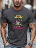 Mens Summer Beach TShirt Bone Chillin Skeleton Print Cotton Short Sleeve Round Neck Breathable Oversized Relaxed Daily Wear