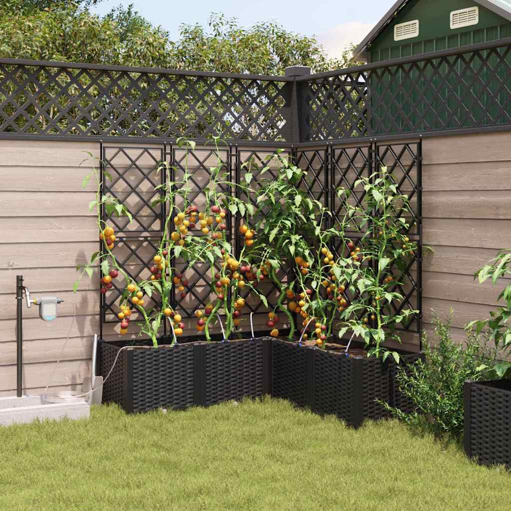 Garden Planter Set 5 Pcs Black 120 X 120 X 142 Cm Plastic