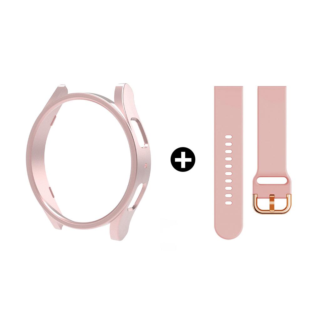 Strap+Case for Samsung Galaxy Watch 4/5/6/7 40mm 44mm PC Hollow Frosted Protector Bumper Cover Original Silicone Band