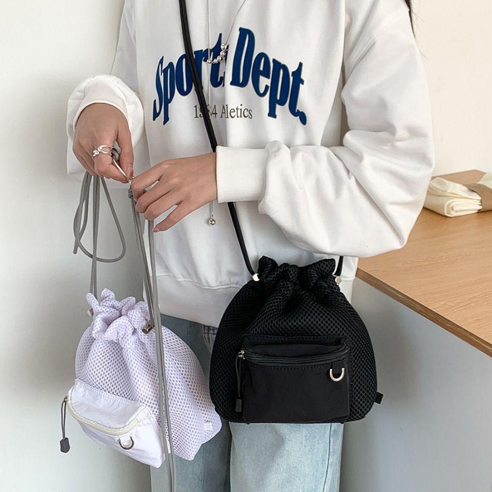 Handbag Drawstring Bucket Bag Purse Small Crossbody Bag Folded Nylon Shoulder Bag  Travel